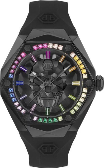 Philipp Plein Herrenuhr, Quarz, Edelstahl, 46 mm, Silikon, Schwarz, 5 ATM - Bild 1