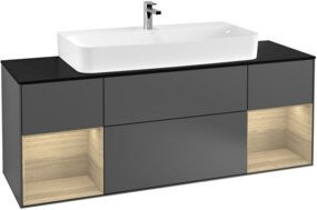 V&B Waschtischunterschrank Finion mit Wandbeleuchtung, Anthrazit, Breite: 160 cm, Tiefe: 50,1 cm, Höhe: 50,1 cm - Bild 1