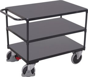 VarioFit Schwerlast-Tischwagen mit 3 Ladeflächen aus Stahl in Anthrazit RAL 7016 - Bild 1