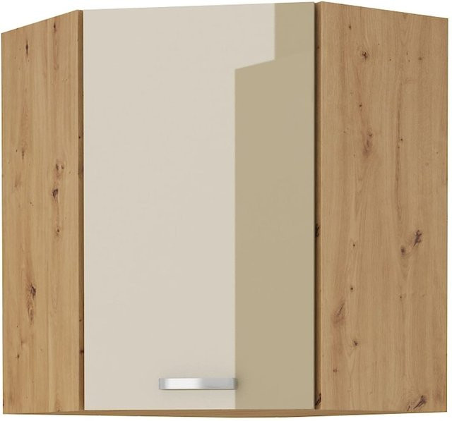 Eckhängeschrank Küchenzeile in Eiche Artisan Cappuccino Hochglanz mit Einlegböden, B/T/H: 60 x 60 x 60 cm - Bild 1