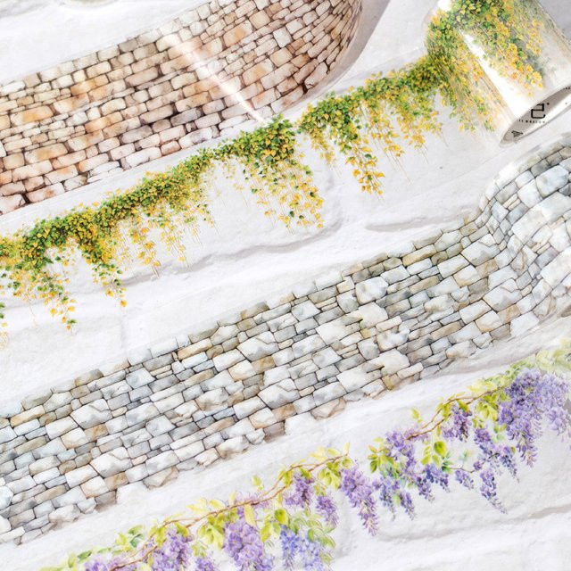 Washi Tape mit Blumenmuster aus PET für Scrapbooking und DIY-Projekte, B/H: 5 cm x 2 m, Mehrfarbig - Bild 1
