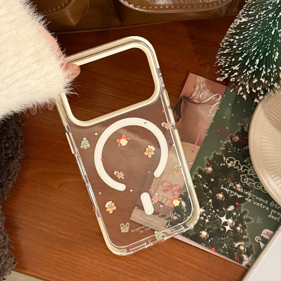 MUQGEW Handyhülle mit Cartoon-Weihnachtskranz und magnetischer Halterung für iPhone 17 16 15 14 13 12 Pro Max, transparent, stoßfeste Abdeckung - Bild 2