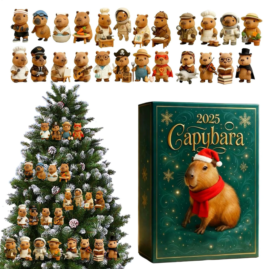 Advent Kalender 2025 mit Tier-Motiven, 2D Weihnachtsbaum-Anhänger für Tisch und Regal, grün und mehrfarbig - Bild 4