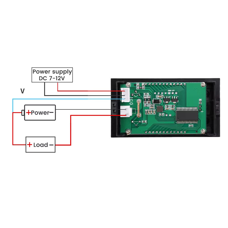 diymore Digitales LCD Voltmeter Amperemeter Wattmeter zur Messung von Spannung, Strom und Leistung, Schwarz, 0-100V 10A 0-999W - Bild 4