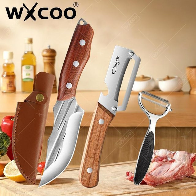 WXCOO Allzweckmesser aus geschmiedetem Edelstahl mit Holzgriff für Obst, Gemüse und Fleisch - Bild 1