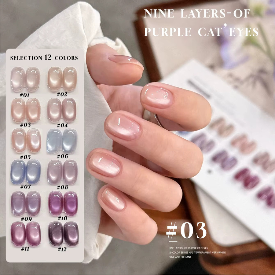 Nine Repeat Magnet Gel Nagellack, Lila, 12 ml - Bild 3