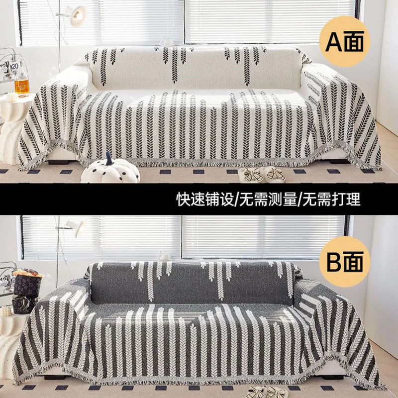 Nordische gestrickte Sofa-Überwurfdecke von Your Warm Home in Schwarz mit Quasten, B/B: 180 x 150 cm - Bild 5