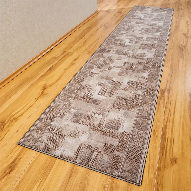 Moderner Teppich Tetris in Beige mit geometrischem Design für Flure - Bild 2
