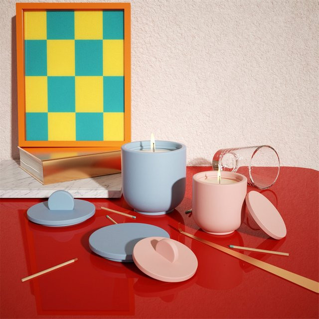 GBhouse Jesmonite Kerzenhalter mit Deckel im minimalistischen Stil - Bild 1
