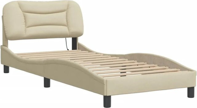 vidaXL Bettgestell Hvar ohne Matratze in Beige mit Stoffbezug, B/T/H: 90 x 190 cm - Bild 1