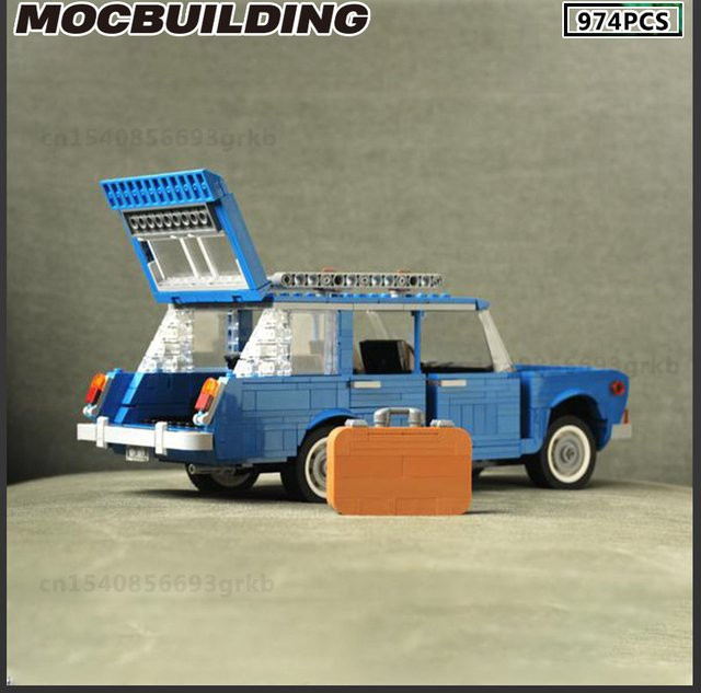 MOCBUILDING Auto 1200, Blau, Vintage-Automobil, Fahrzeug - Bild 1