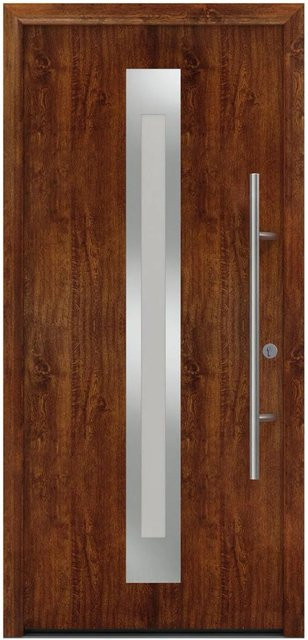 EcoStar Haustür Isopro Secur IPS 770S mit Glaseinsatz, Farbe Dark Oak Brown, B/H: 110 x 210 cm, DIN Rechts, RC2 - Bild 1