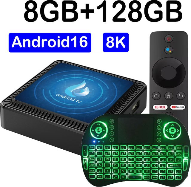 Global Smart TV Box Q17 Android 16 Set Top Box mit 8K Unterstützung, Wifi 5G und Allwinner H313 Prozessor, Schwarz - Bild 1