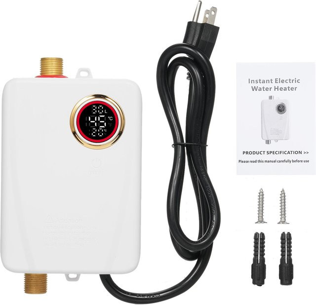 TOMTOP JMS Mini Durchlauferhitzer 3500W 220V Tanklos Sofort-Warmwasserbereiter für Badezimmer und Küche in Weiß mit US-Stecker - Bild 1