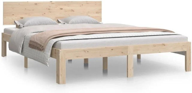 vidaXL Massivholzbett aus Kiefer in Braun, B/T/H: 140 x 190 x 69,5 cm - Bild 1