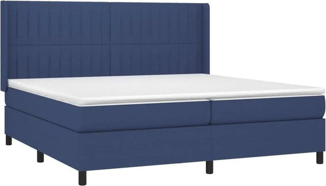 vidaXL Boxspringbett mit Matratze in Blau mit LED-Unterbettbeleuchtung und USB-Ladeanschluss, B/T/H: 200 x 200 x 203 cm - Bild 1