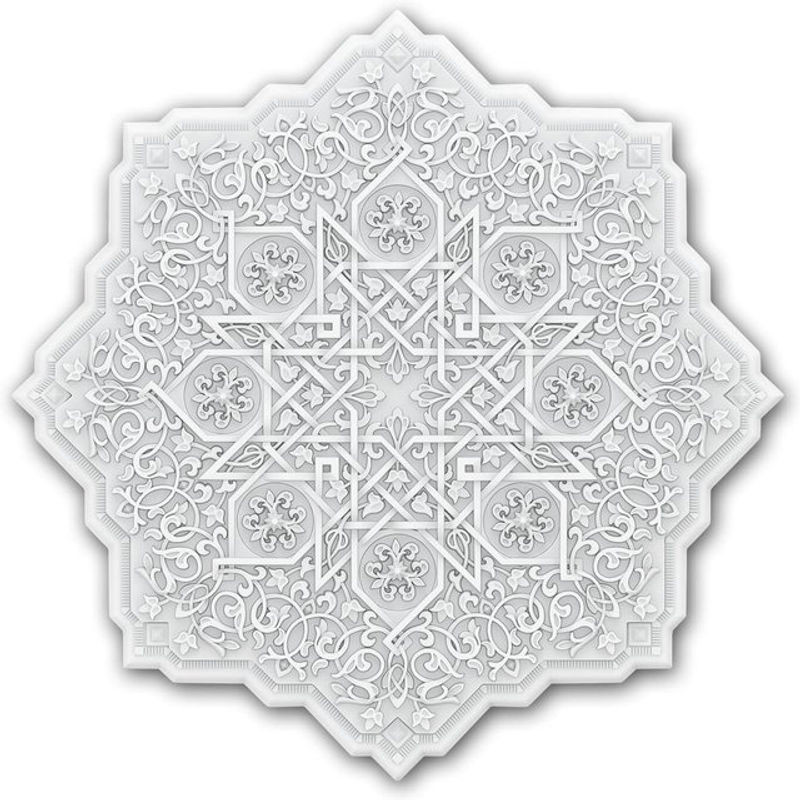 Profhome Decor Medallion Zierelement Rosette in Weiß mit orientalischen geometrischen Motiven Durchmesser: 91,2 cm - Bild 1