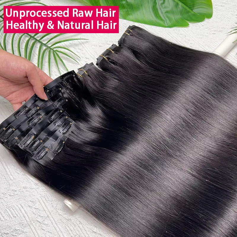 GDYLuxury Clip-In Haarverlängerungen, Echthaar-Extensions, 7 Teile Set - Bild 4