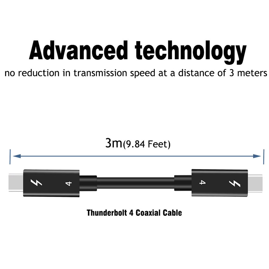 UGOURD Thunderbolt 4 Koaxialkabel USB4 Typ C zu Typ C, 40Gbps, 100W Schnellladekabel, Schwarz, Länge: 2 m - Bild 5