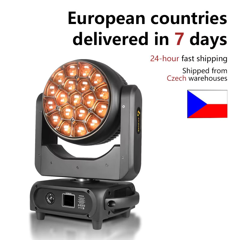 Carinamoba RGBW Zoom Bee Eye Moving Head Wash Light mit 19x40W LED und einstellbarem Fokus, Schwarz - Bild 2