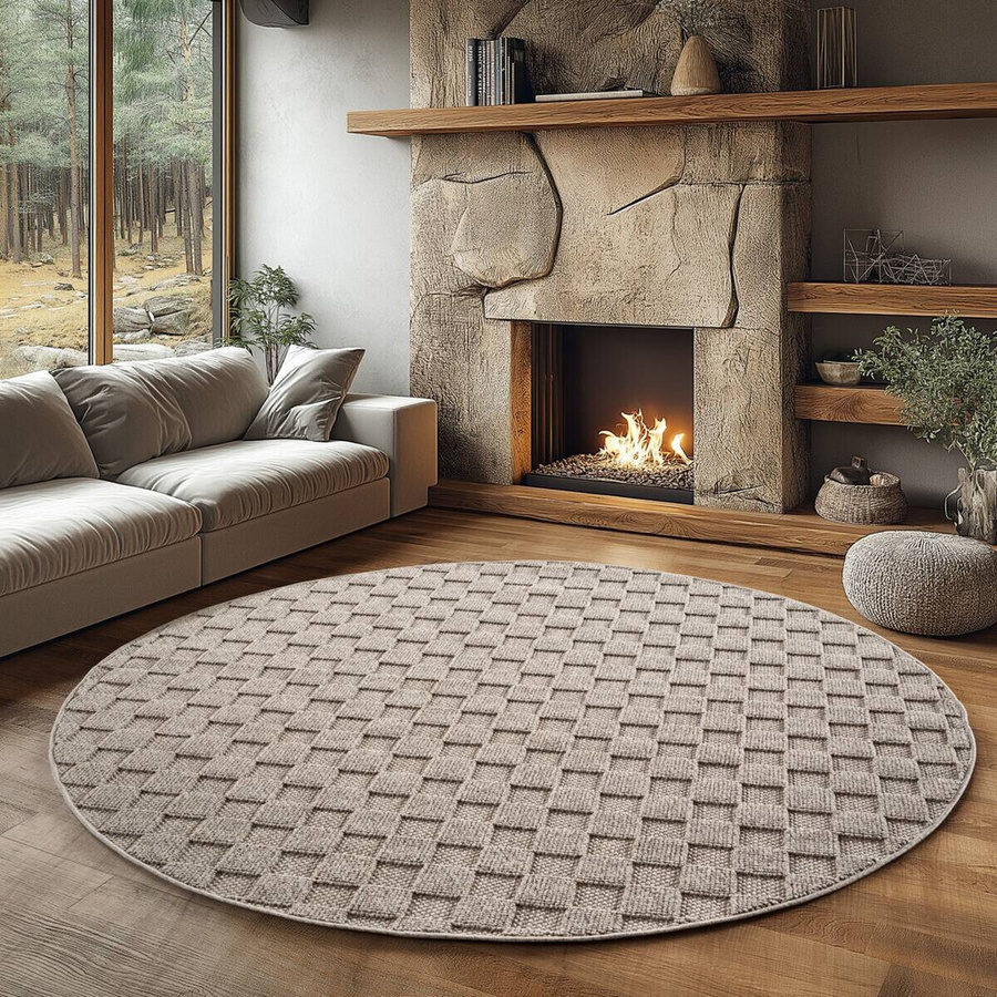 Ayyildiz Flachgewebeteppich Helix rund in Beige Ø 80 cm - Bild 3