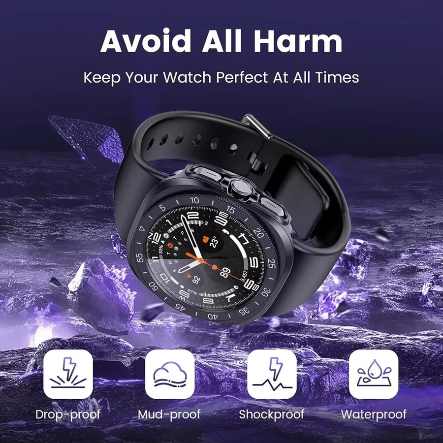 Mptionx Schutzset für Samsung Galaxy Watch 7 Ultra 47mm, Silikon, Silber - Bild 4