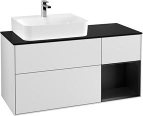 V&B Finion Waschtischunterschrank mit LED-Beleuchtung und Regalelement, Weiß lackiert, Breite: 120 cm - Bild 1