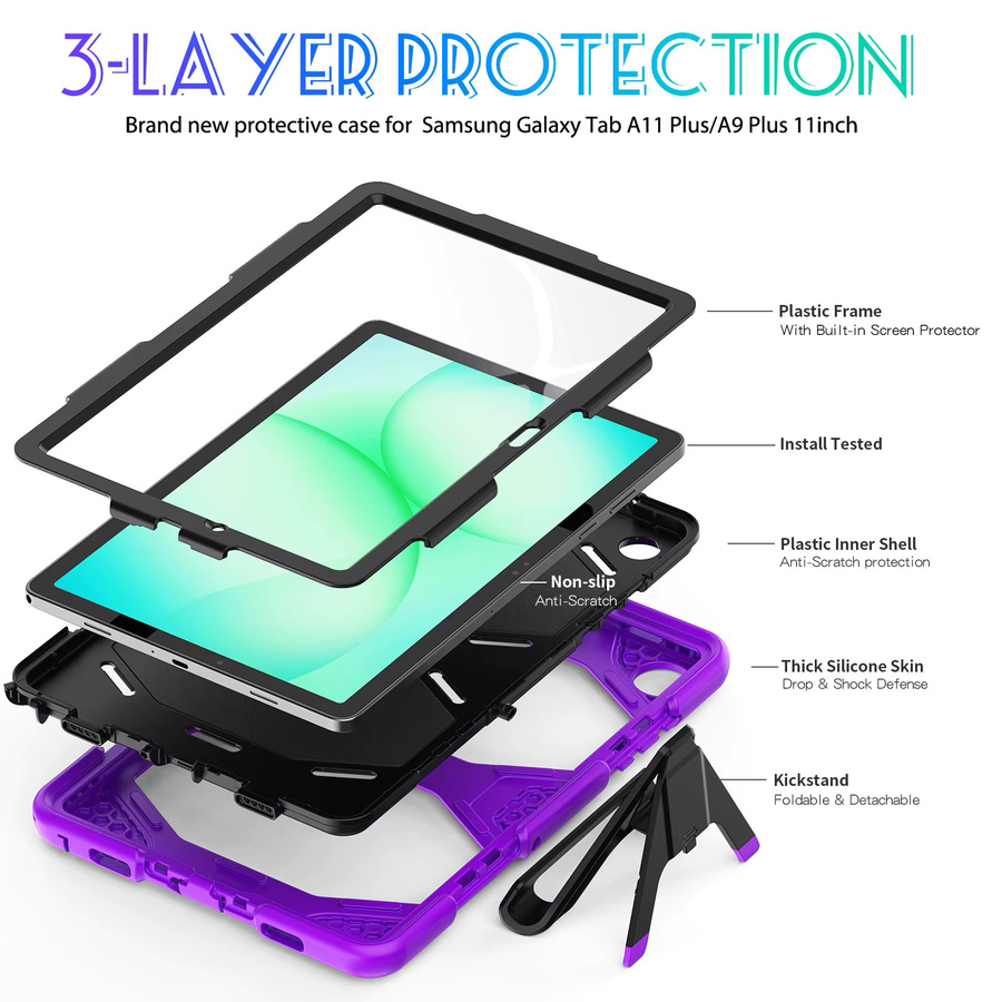 Stoßfeste und kindersichere Samsung Galaxy Tablet-Hülle aus Silikon und PC in Purple für Tab A9 Plus, A9, A11 (11 Zoll), A8, A7 Lite (8,7 Zoll) und A8 10,5 - Bild 2