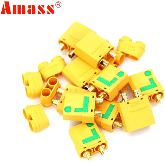 Amass XT90-S Anti-Funken Stecker Set mit männlichen und weiblichen Kugeln in Gelb für RC DIY FPV Quadcopter und Drohnen - Bild 1