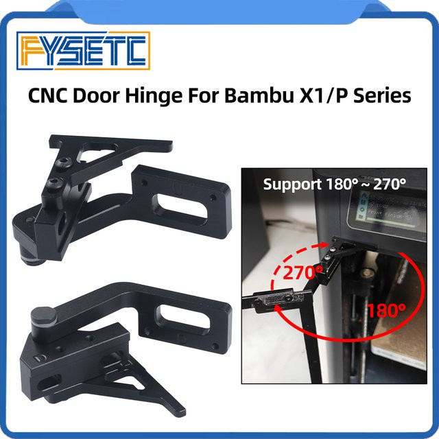 FYSETC CNC Metall Türscharnier Upgrade-Kit für Bambu Lab P1S und X1 3D-Drucker, Schwarz - Bild 1