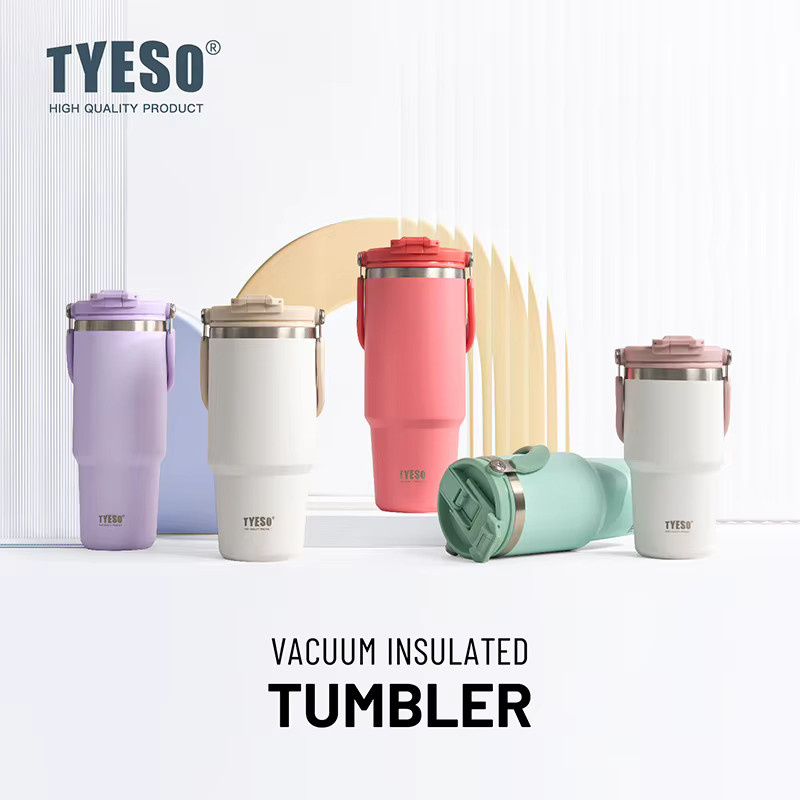 Tyeso Thermo-Becher aus Edelstahl 304 in Weiß, vakuumisolierter Tumbler für Heiß- und Kaltgetränke - Bild 1