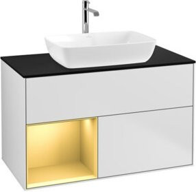 V&B Waschtischunterschrank Finion 100 Wandbeleuchtung in Weiß lackiert, Breite: 100 cm, Höhe: 50,1 cm, Tiefe: 50,1 cm - Bild 1