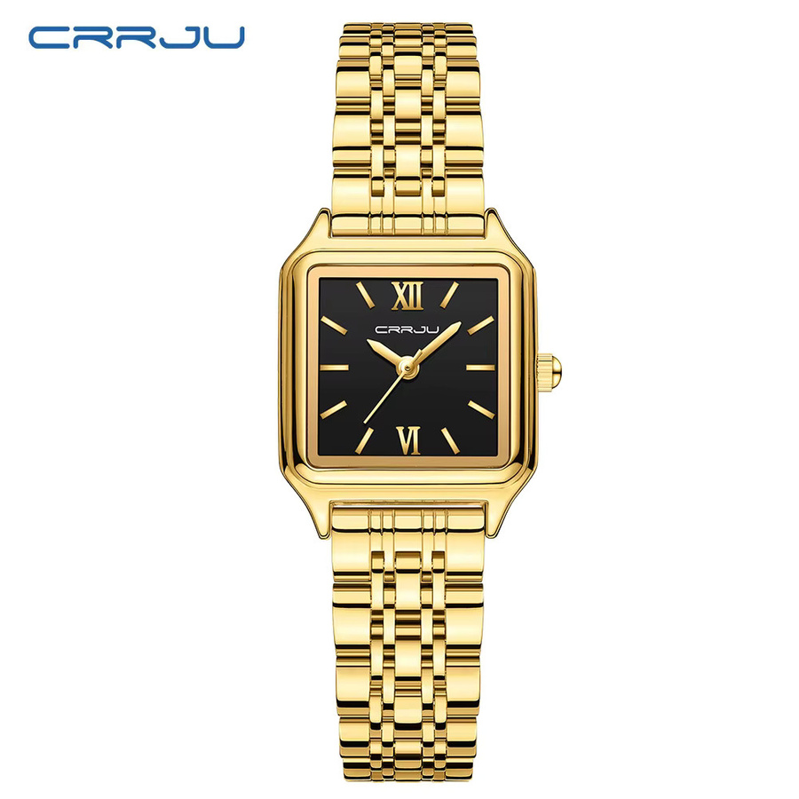 CRRJU Armbanduhr, Quarz, Edelstahl, Gold, Rechteckig, Damen - Bild 2