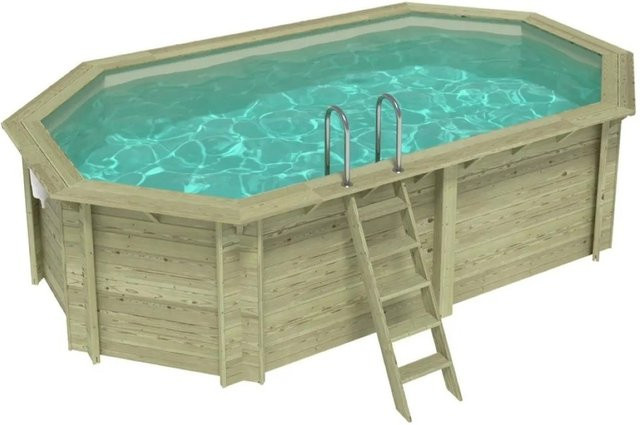 ALTANKA Holzpool Nemo achteckiger Aufstellpool in Sandfarben B: 579 cm, T: 349 cm, H: 145 cm - Bild 1