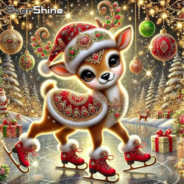 EverShine Diamond Painting Set Hirsch Motiv in Multicolour mit runden Strasssteinen für DIY Acryl Mosaik Bastelbedarf - Bild 1