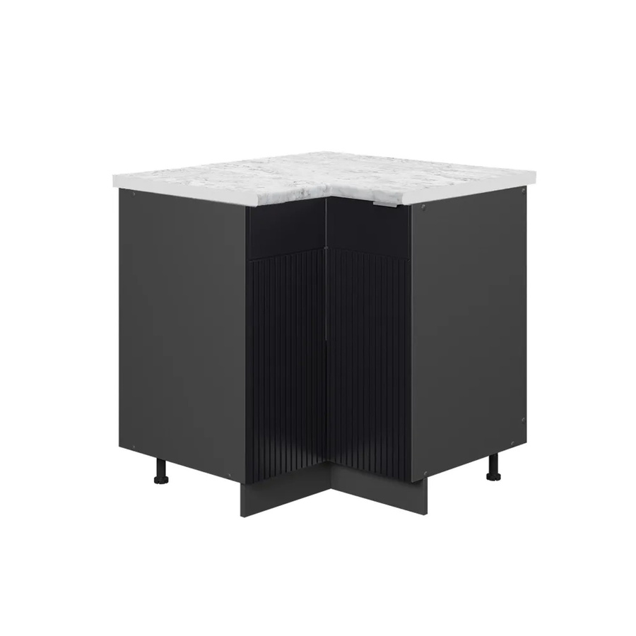 Vicco Eckschrank Fame-Line Küchen Eckschrank Schwarz Gestreift mit Marmor-Optik, B/T/H: 81 x 47,35 x 80,5 cm - Bild 2