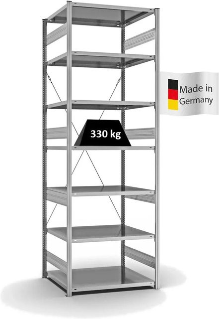 PROREGAL Fachbodenregal Stecksystem T-Profil Heavy-Duty, 7 Ebenen, verzinkt, H x B x T: 300 x 100 x 80 cm - Bild 1