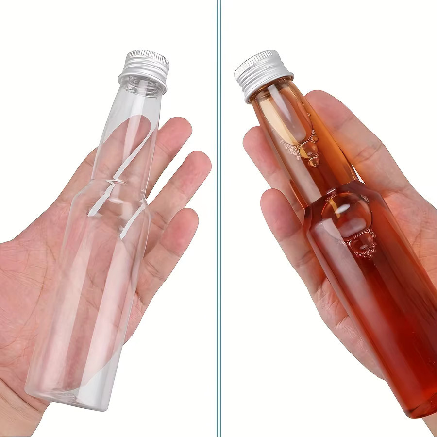 FIGHTYU Mini-Weinplastikflaschen mit Deckel und Trichtern, transparent, 50 ml, auslaufsicher und wiederverwendbar - Bild 2