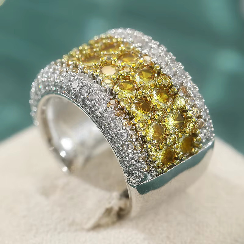 YoYo Ring, Silber, Gelbe Synthetische Zirkonia, Unisex - Bild 3
