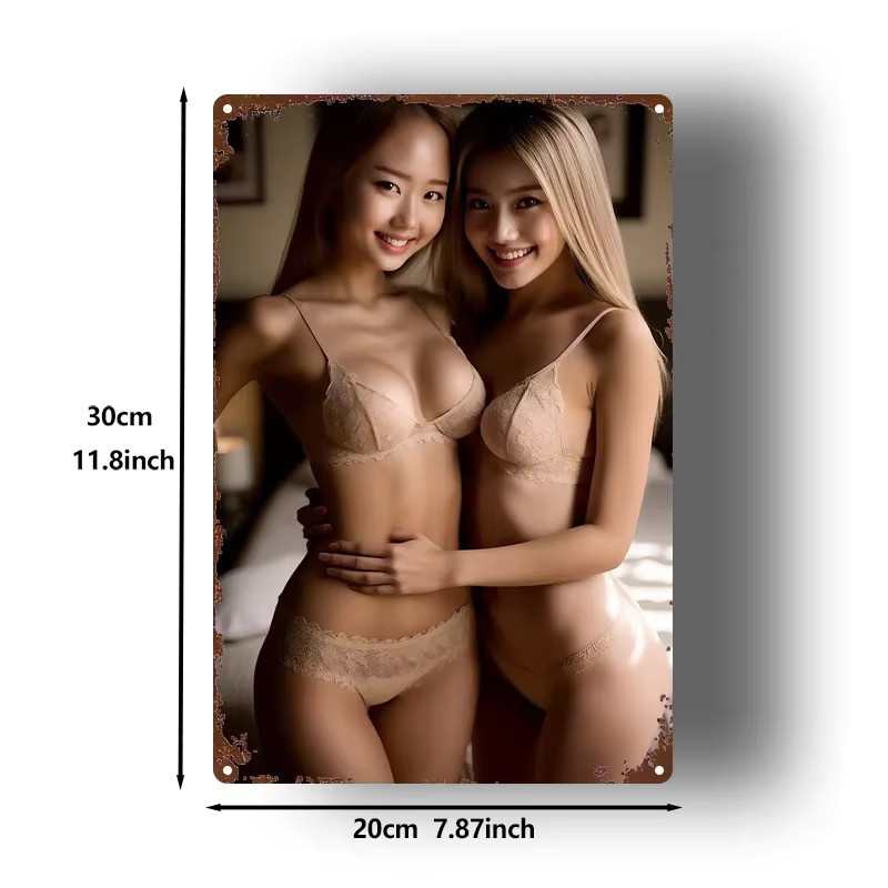 HELLOYOUNG Metall-Wandschild Romantische Dessous in Mehrfarbig, Abstraktes Grafik-Design, B: 20,3 cm, H: 30,5 cm - Bild 2