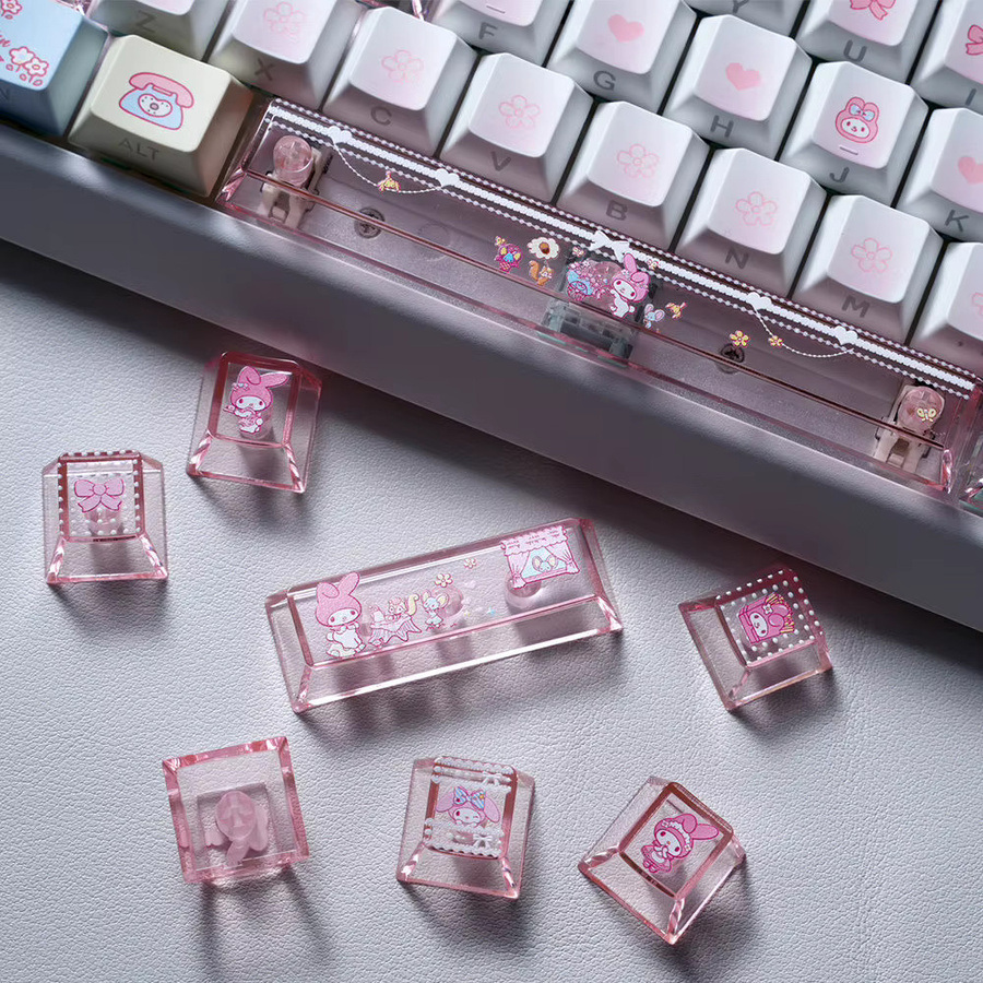Sanrio Melody Tastenkappen-Set in Rosa, Cherry Profile PBT+PC Keycaps für mechanische Tastaturen MX 61/68/96/104 - Bild 2