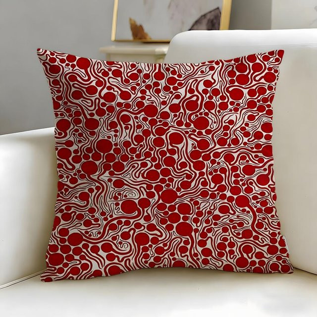 JMG Clothing Kissenhülle Yayoi Kusama Design, Doppelseitig bedruckter Kurzplüsch, Rot, B/T/H: 60 x 60 x 0 cm - Bild 1
