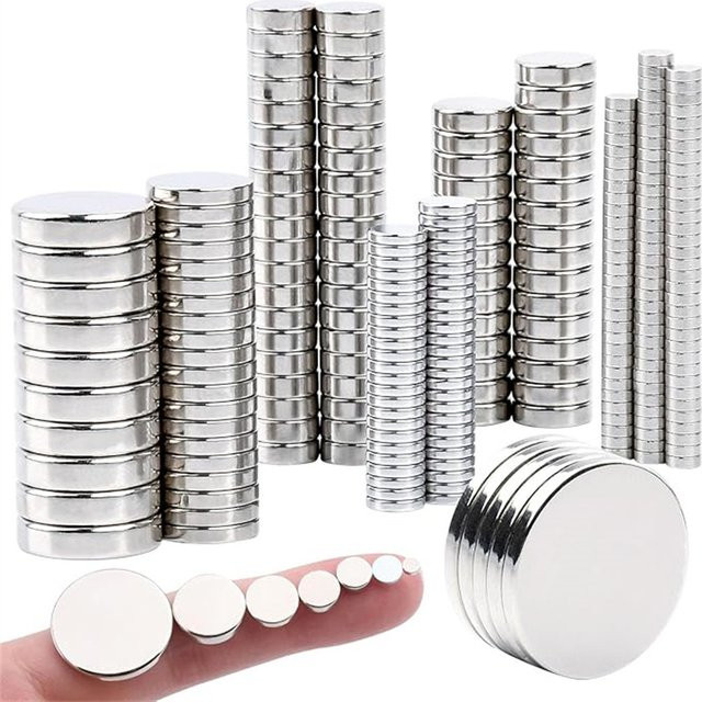 Runde Kühlschrankmagnete aus Metall in Silber, 3 verschiedene Größen für Büro und Bastelarbeiten - Bild 1