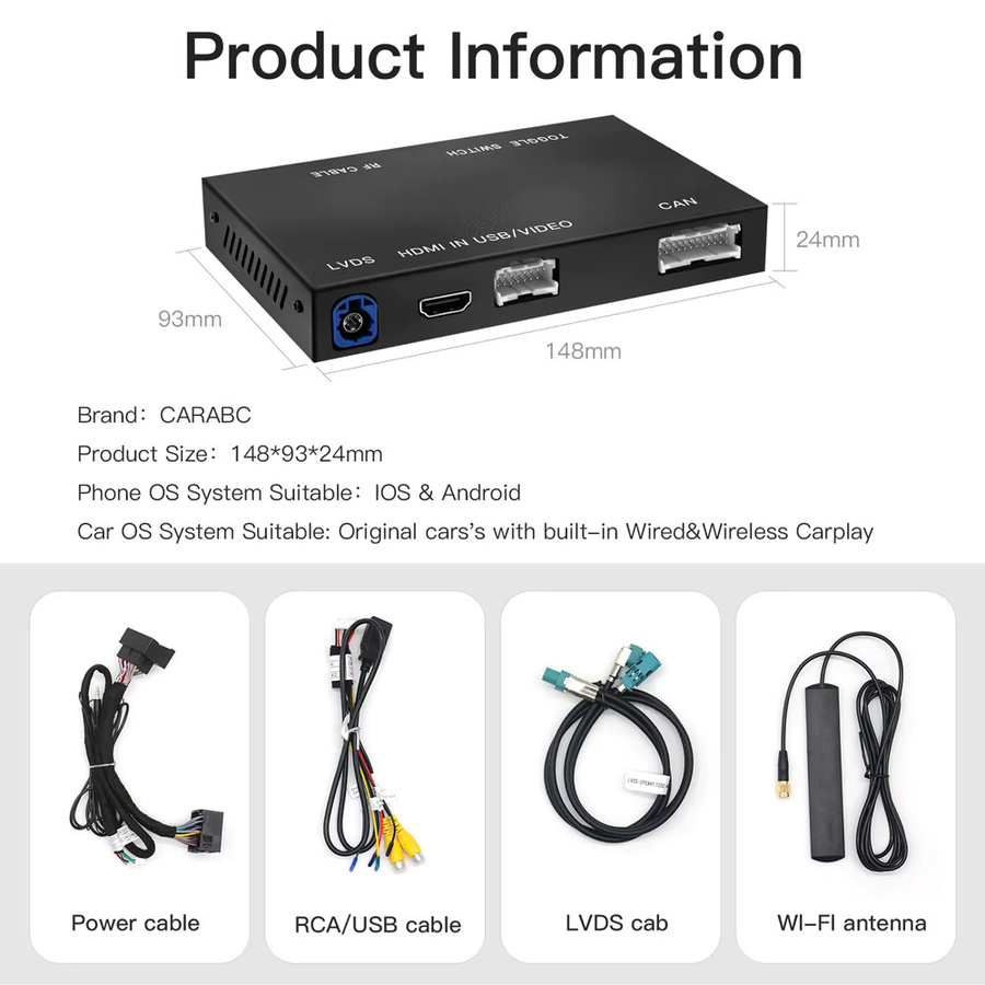 CARABC Wireless CarPlay und Android Auto Adapter in Schwarz passend für Mercedes A B C E S SL CLA CLS GLA GLK SLK ML Sprinter mit NTG 4.0 4.5 5.0 5.5 6.0 - Bild 5