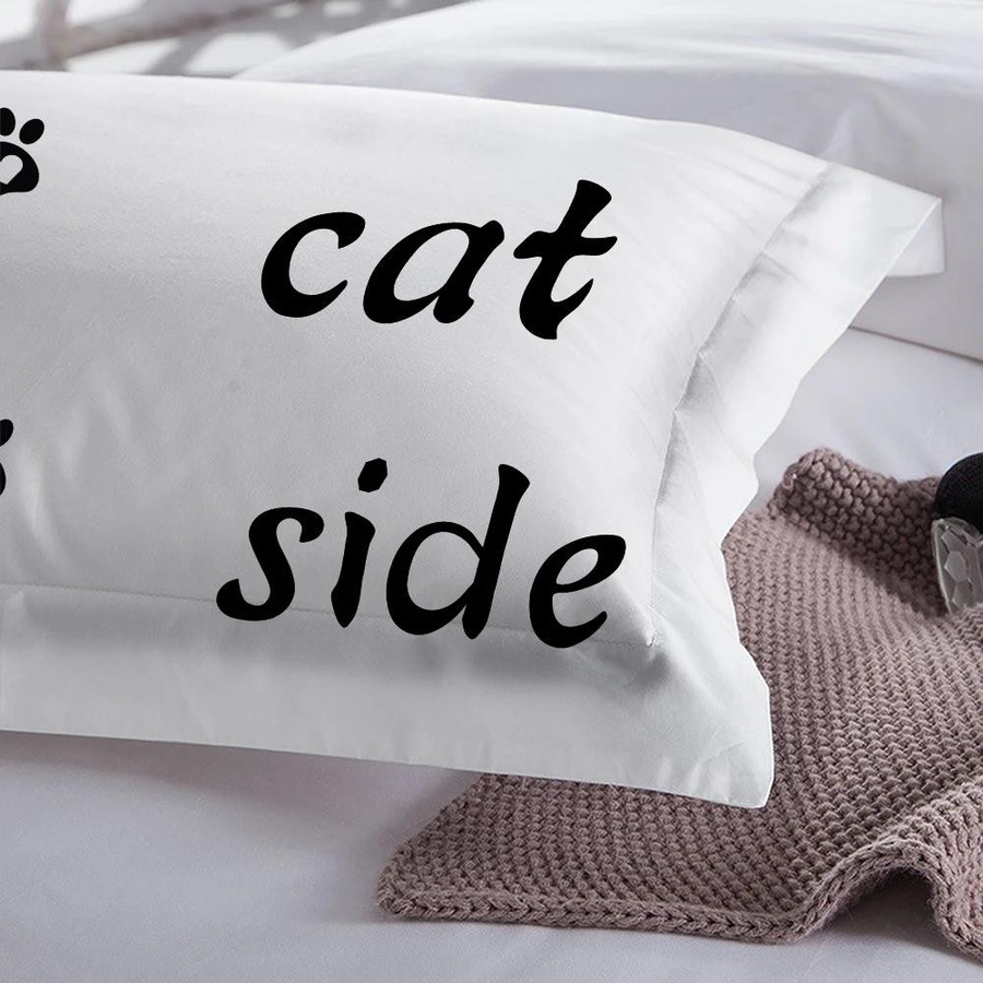 Personalisierbares Bettwäsche Set mit Katzen und Hunde Motiv in Schwarz Weiß, Bettbezug und Kissenbezug mit Reißverschluss, EU Single B/T/H: 135 x 200 cm - Bild 5