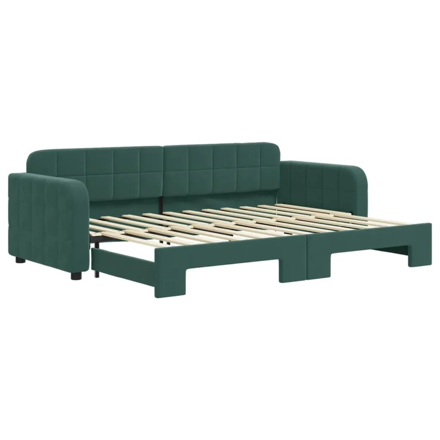 vidaXL Tagesbett ausziehbar in Dunkelgrün mit Samtbezug B/T/H: 80 x 200 cm - Bild 2