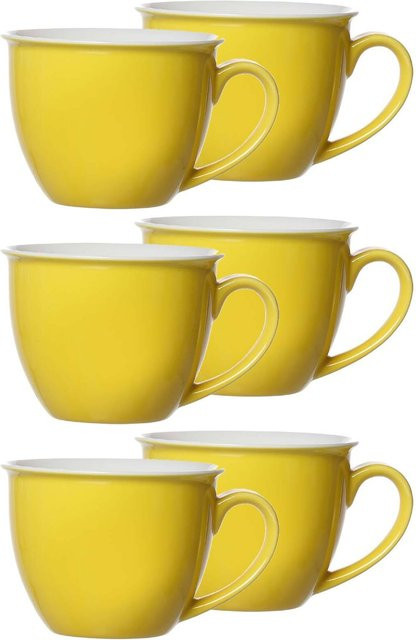 Ritzenhoff & Breker Jumbotassen Doppio aus Keramik, Gelb, 6er Set, 350 ml pro Tasse - Bild 1