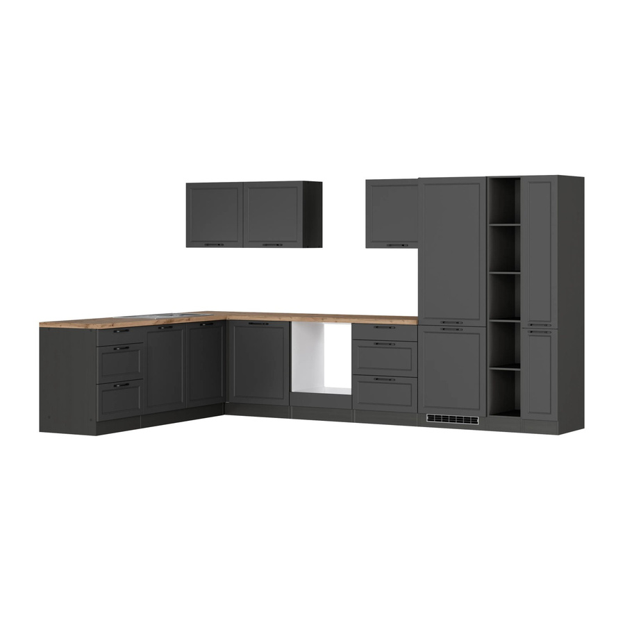 Held Winkelküche Kempten in Landhaus Optik, Graphit/Grau, Breite: 360 cm, Höhe: 200 cm, Tiefe: 60 cm - Bild 2