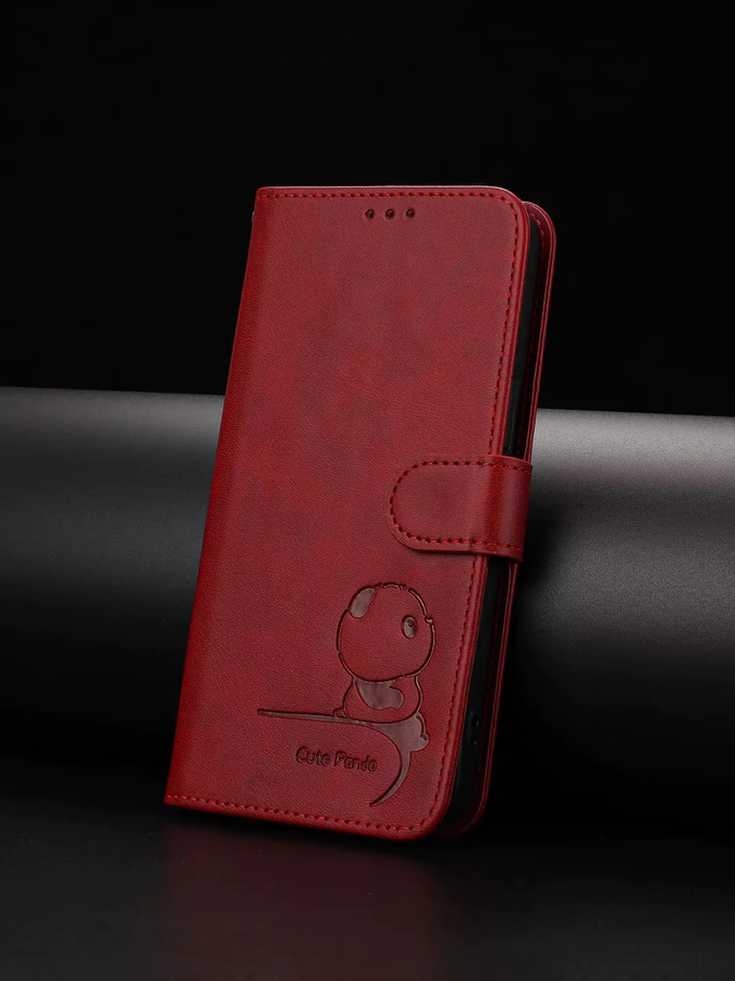 3D Bär Leder Handyhülle als Brieftaschen-Etui für Samsung Galaxy Modelle in Pink oder Rot - Bild 5