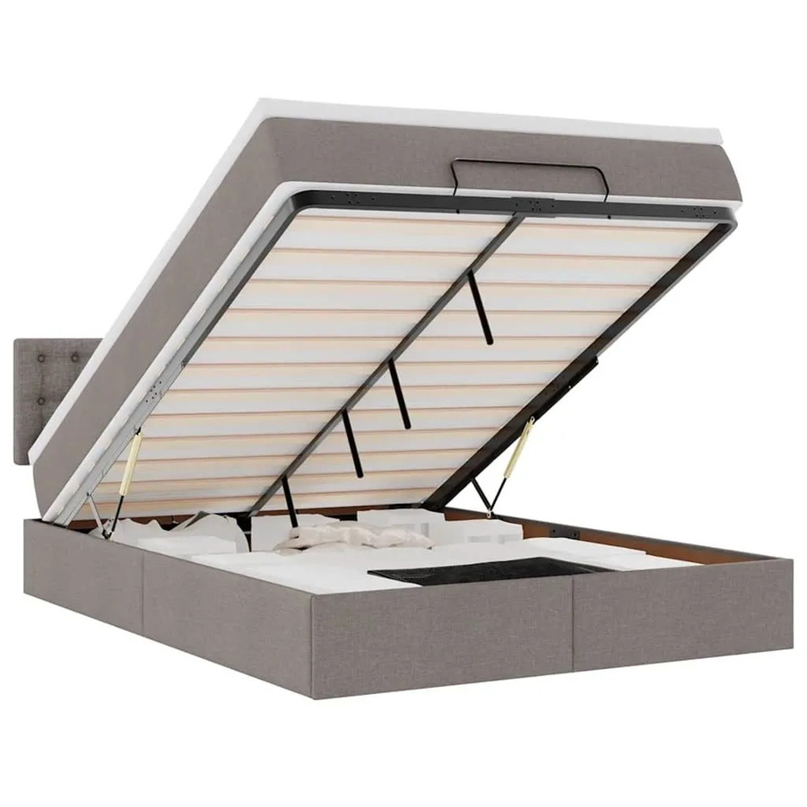 vidaXL Ottomanisches Bett mit Matratze und LED-Beleuchtung in Taupe, B/T: 140 x 190 cm - Bild 2